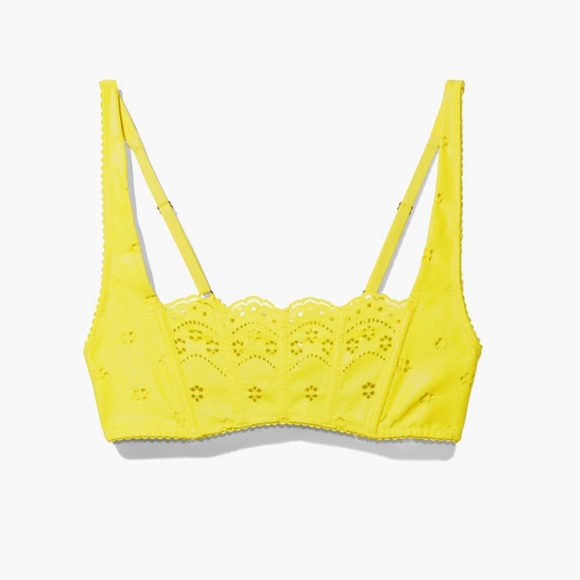 Savage X Fenty Broderie lace boned Bralette Butta yellow large - Picture 1 of 3